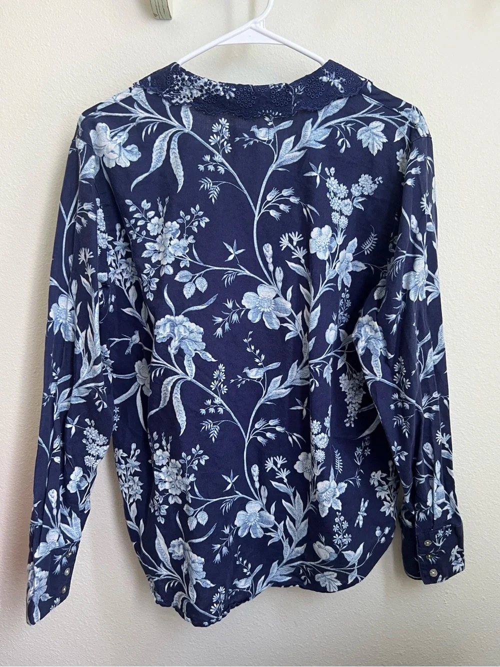 Laura Ashley Navy and Light Blue Floral Button-Down Shirt - Picture 5 of 5